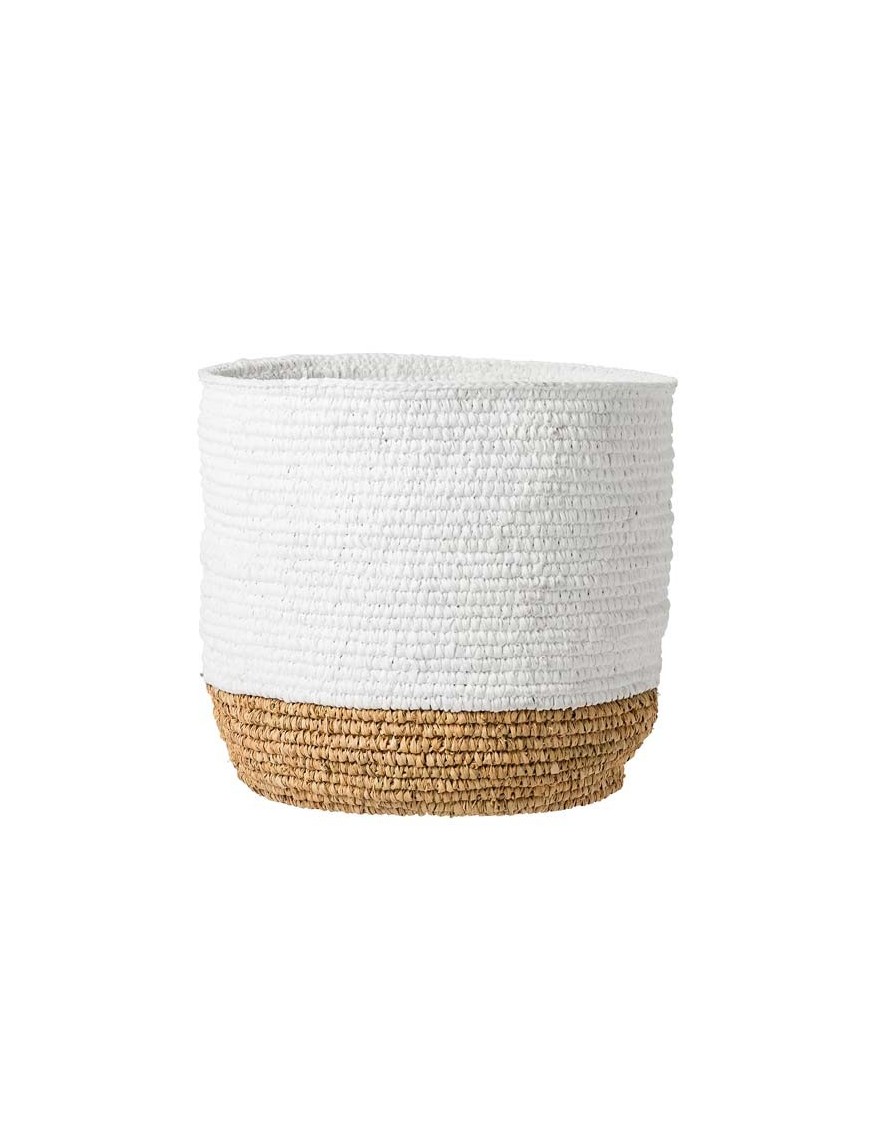 Panier rond en raphia bicolore blanc BLOOMINGVILLE
