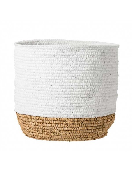Panier rond en raphia bicolore blanc BLOOMINGVILLE