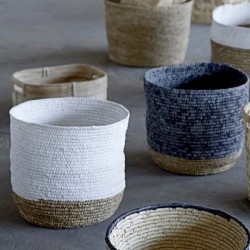 Panier rond en raphia bicolore blanc BLOOMINGVILLE