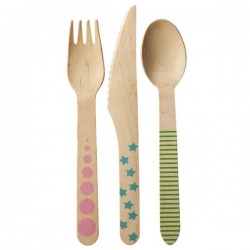 RICE - Set de 24 Couverts en bois de Bouleau