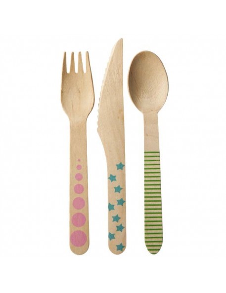 RICE - Set de 24 Couverts en bois de Bouleau