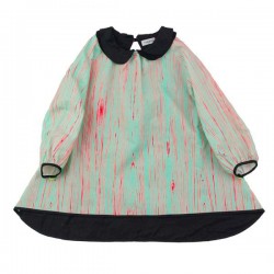 FRANKY GROW Wood Dress - Green & Neon Orange