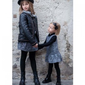 TROIZENFANTS Sleeveless Black Tweed Dress