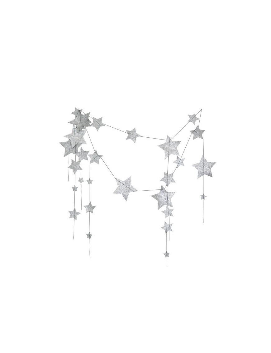 Numero 74 - Silver Glitter Falling Star Garland