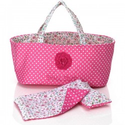 Couffin pour poupée: pois rose & liberty