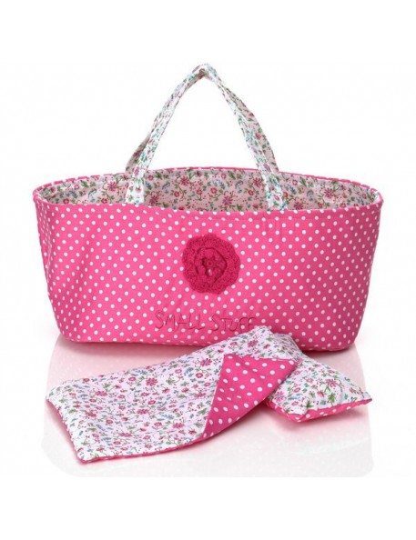 Couffin pour poupée: pois rose & liberty