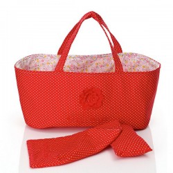 Couffin pour poupée : pois rouge & liberty