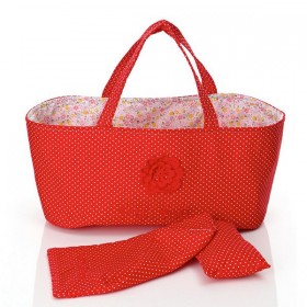 Couffin pour poupée : pois rouge & liberty