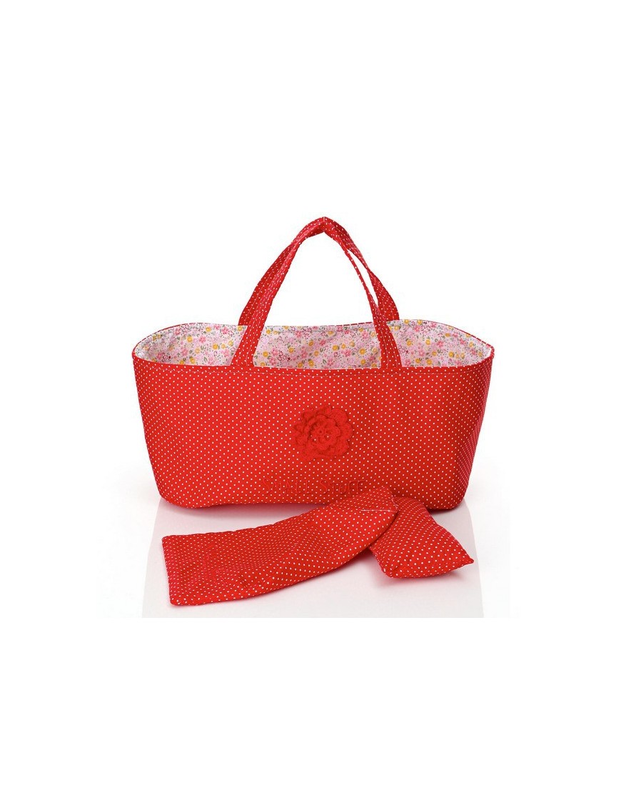 Couffin pour poupée : pois rouge & liberty