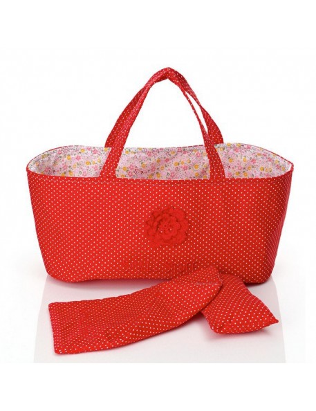 Couffin pour poupée : pois rouge & liberty