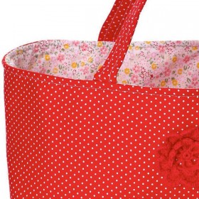 Couffin pour poupée : pois rouge & liberty