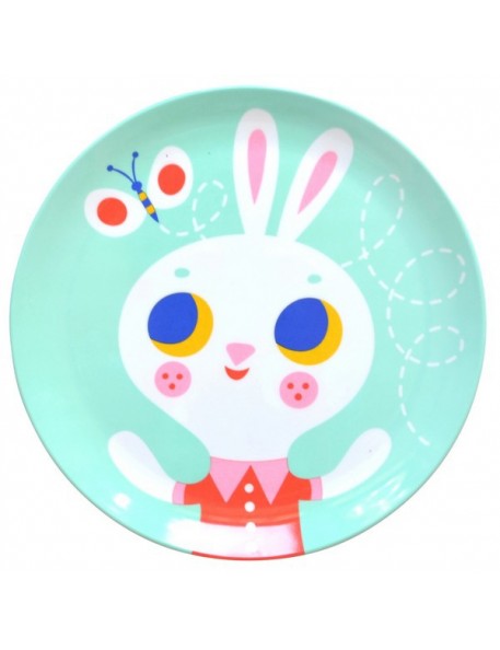 Helen Dardik Mint rabbit melamine plate