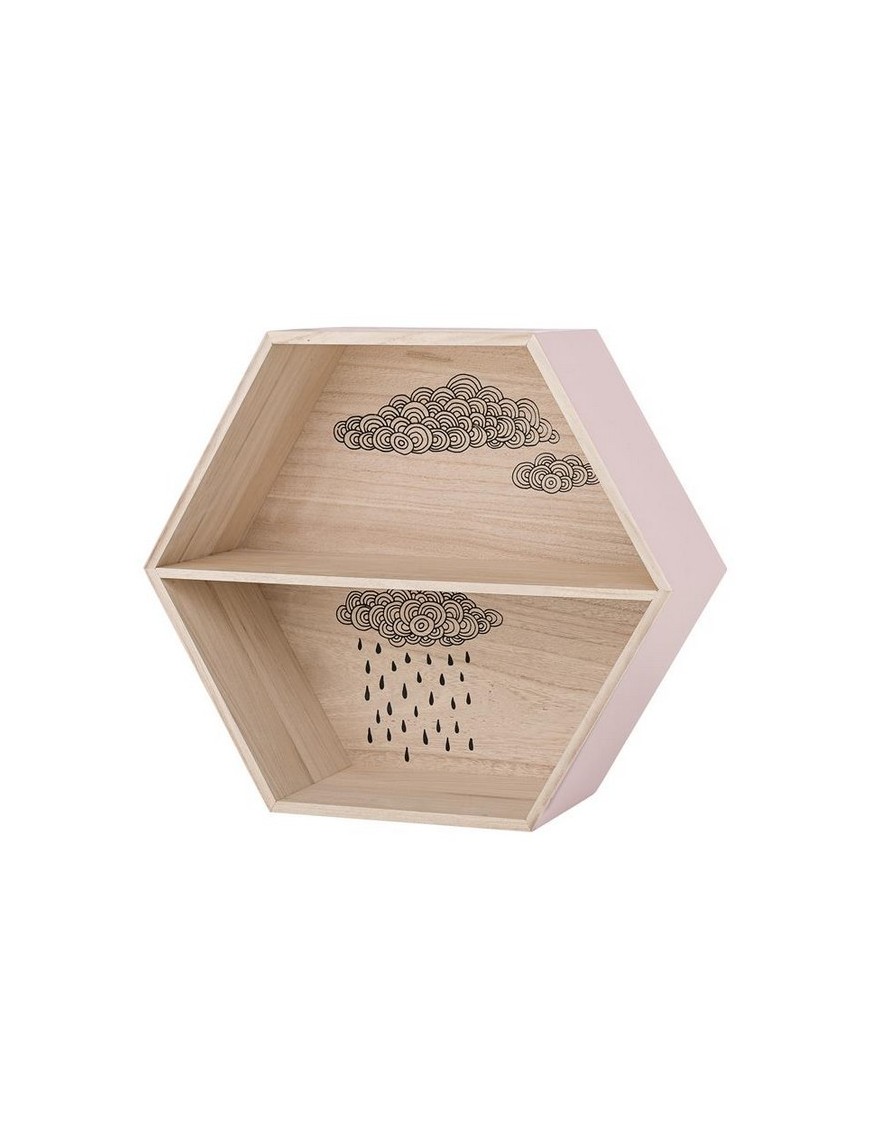 bloomingville hexagonal display box with cloud - nude/natural