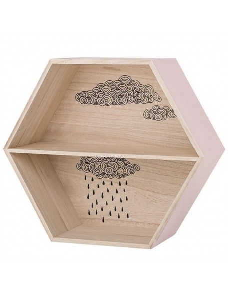 bloomingville hexagonal display box with cloud - nude/natural