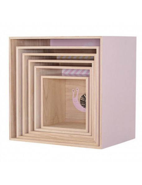 bloomingville square display boxes nude pink (set of 6) - animal, clouds and stripes prints