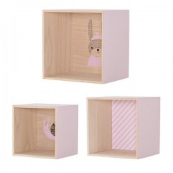 bloomingville square display boxes nude pink (set of 6) - animal, clouds and stripes prints