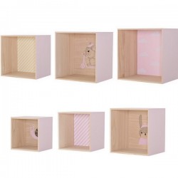 bloomingville square display boxes nude pink (set of 6) - animal, clouds and stripes prints