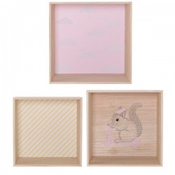 bloomingville square display boxes nude pink (set of 6) - animal, clouds and stripes prints