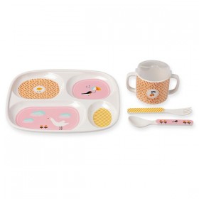 Bandjo Bird Baby's Melamine Dinner Set Atomic Soda