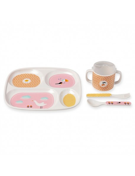 Bandjo Bird Baby's Melamine Dinner Set Atomic Soda