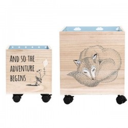bloomingville storage box with wheels nature/winter (set of 2)