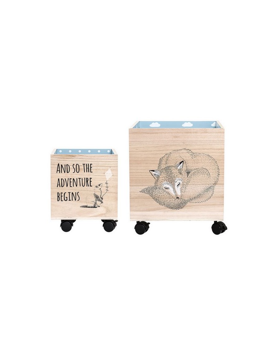 bloomingville storage box with wheels nature/winter (set of 2)