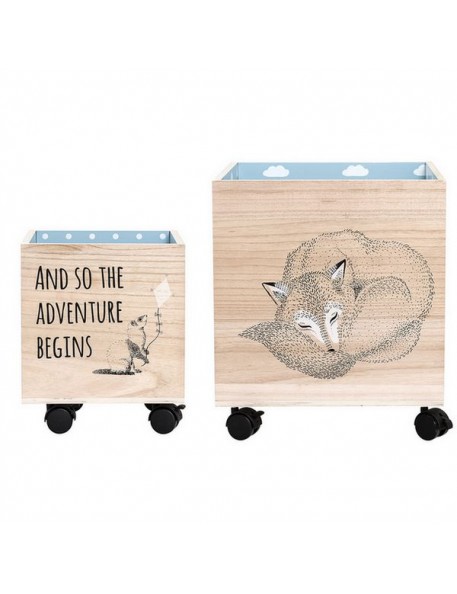 bloomingville storage box with wheels nature/winter (set of 2)