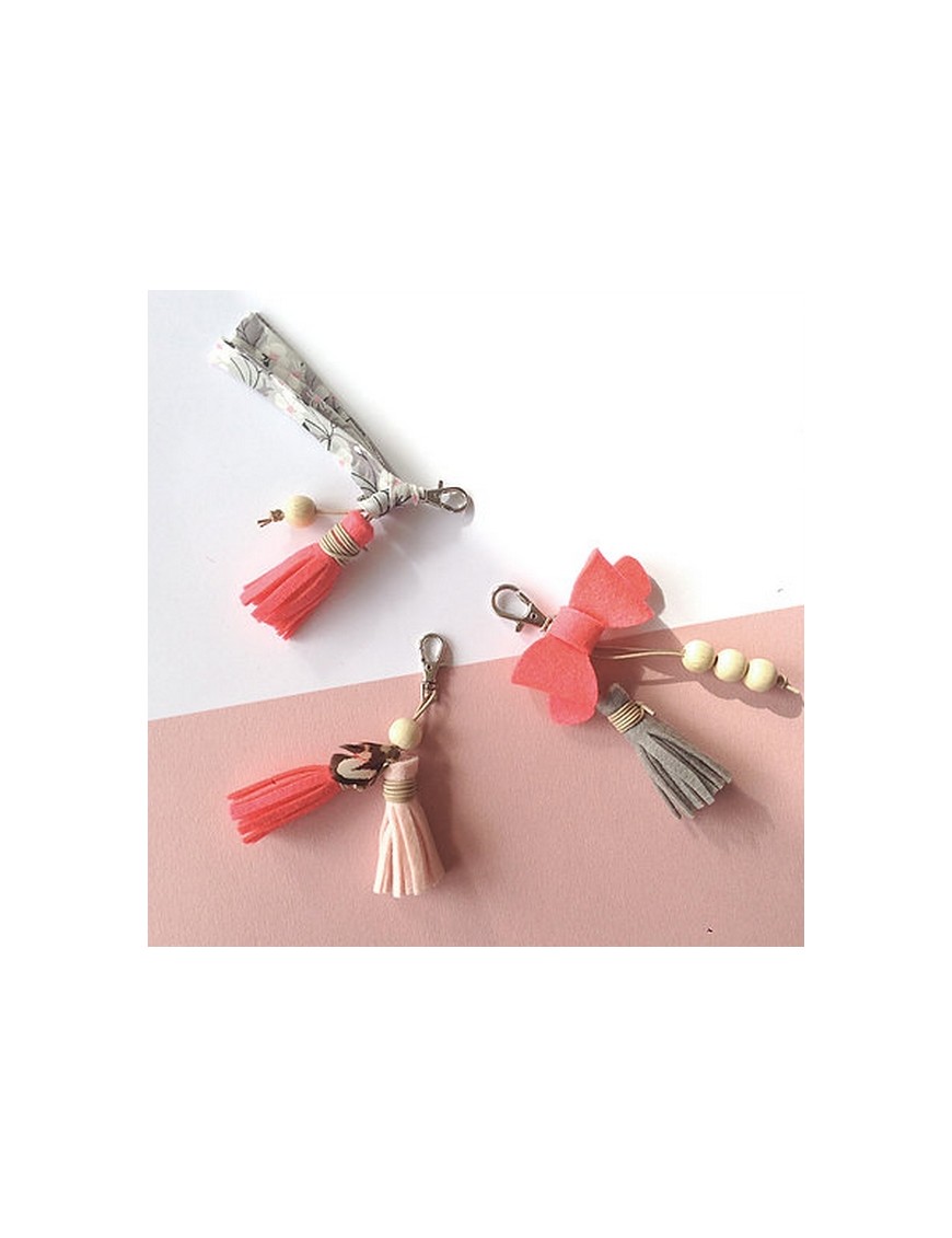 Creative kit : Create your bag charms (x3) - pink