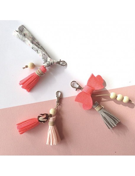 Creative kit : Create your bag charms (x3) - pink