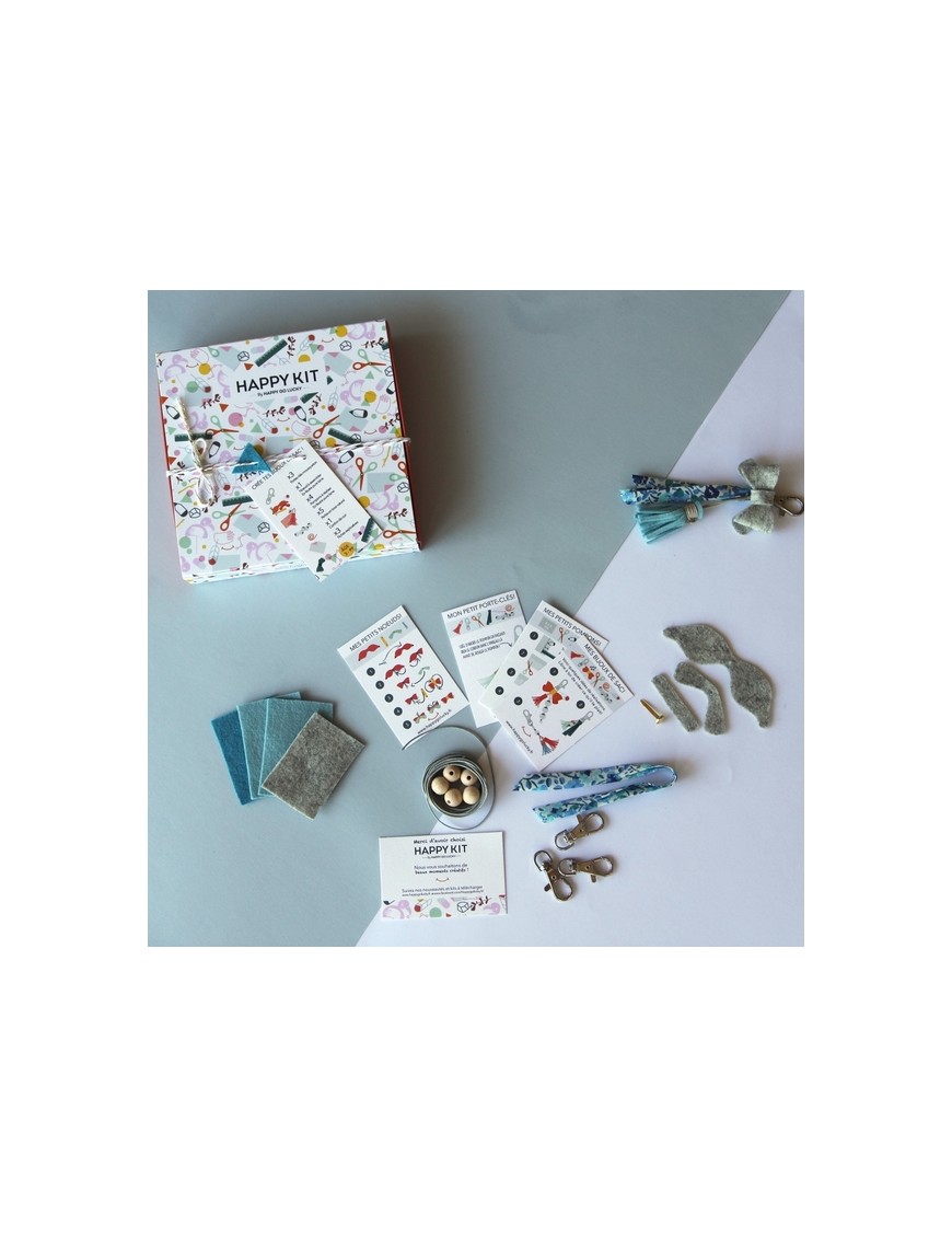 Creative kit : Create your bag charms (x3) - blue