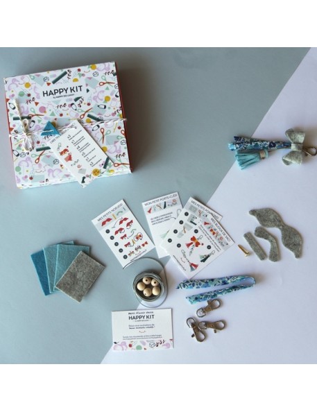 Creative kit : Create your bag charms (x3) - blue