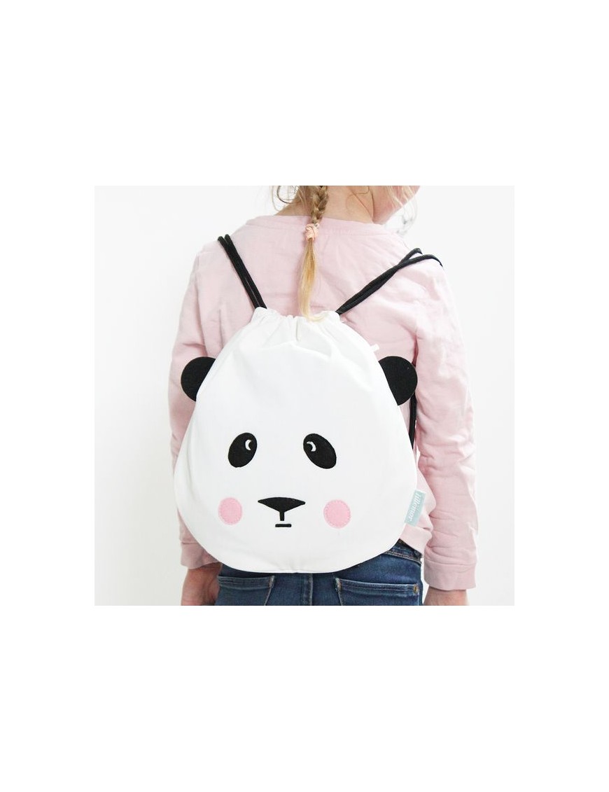 eef lillemor drawstring cotton bag panda