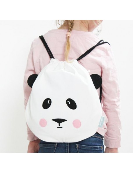 eef lillemor drawstring cotton bag panda