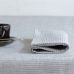 Serviette de table pur lin lavé: gris à rayures - FOG LINEN