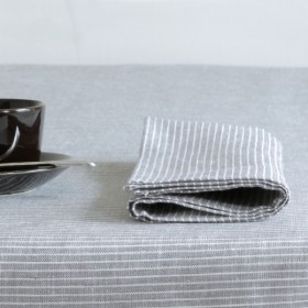 Linen napkin grey & white stripes FOG LINEN