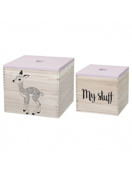 bloomingville storage box fawn/my stuff (set of 2)