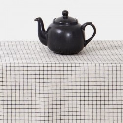 torchon en lin lavé noir à carreaux beige plaid FOG LINEN