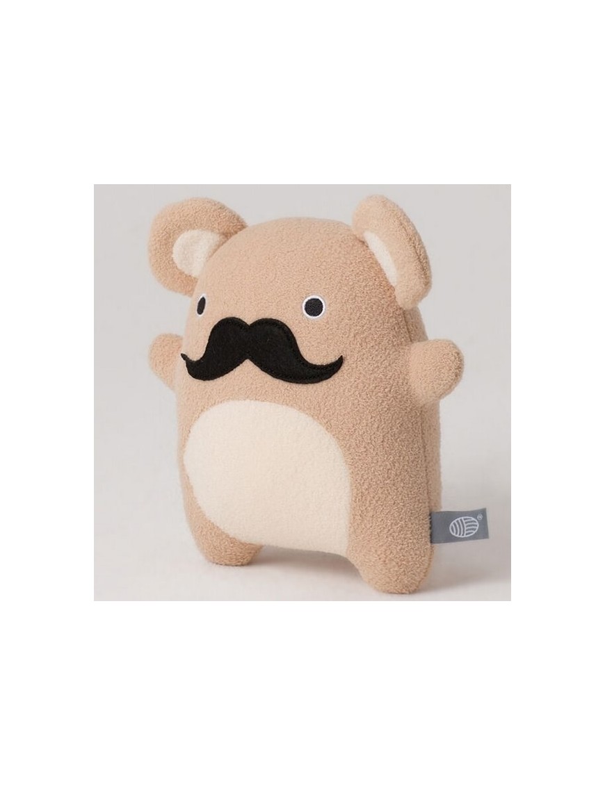 Noodoll Ricetache plush – moustached soft toy for baby in beige cotton