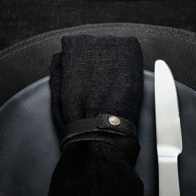 Serviette de table lin lavé : noir - Byon / On Interior