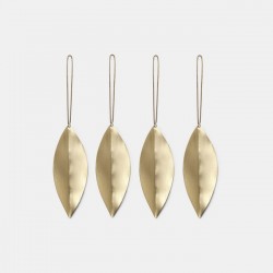 Ferm Living - brass leaf (x4) christmas ornament