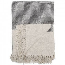 Plaid Bloomingville naturel et gris en coton recycle