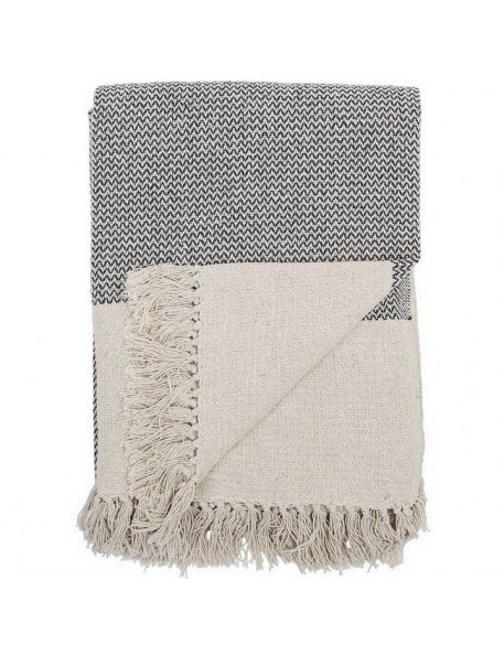 Plaid Bloomingville naturel et gris en coton recycle