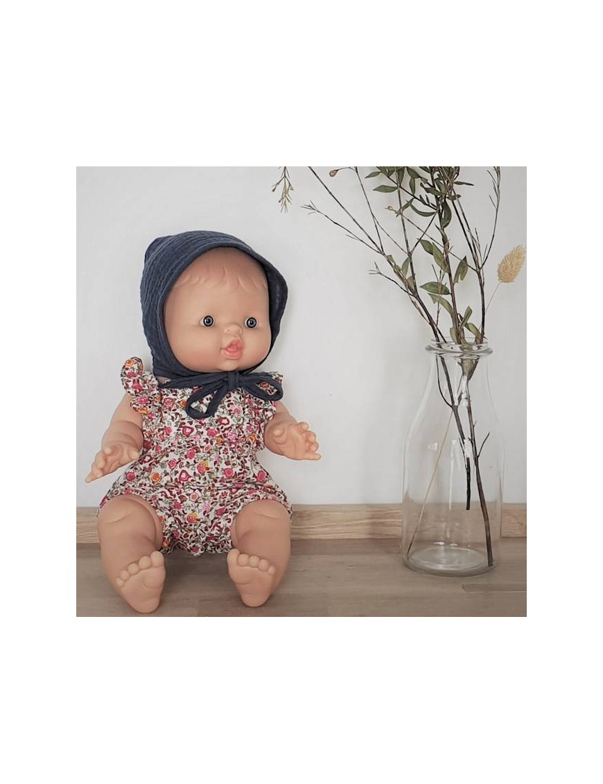 Baby girl doll : red liberty romper & baby hat