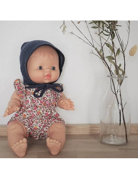 Baby girl doll : red liberty romper & baby hat