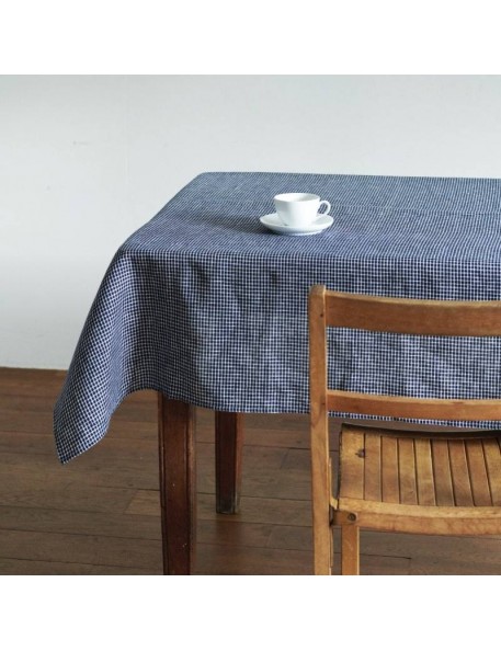 Nappe lin bleu marine à carreaux "Steph" (130x130cm) | FOG LINEN Nappe lin bleu marine à carreaux "Steph" (130x130cm) | FOG LINEN