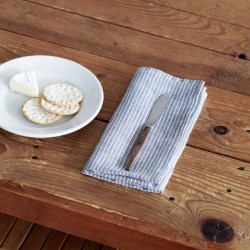 Serviette de table pur lin lavé: gris à rayures - FOG LINEN
