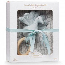 CamCam gift box : swaddle & rattle, grey waves