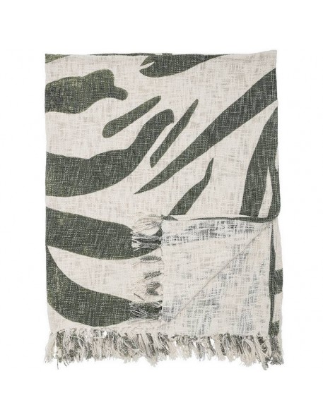Plaid en coton frangé, design tropical 160x130cm Bloomingville Plaid en coton frangé, design tropical 160x130cm Bloomingville