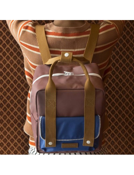 Sticky Lemon - backpack small "Deluxe" : brick, blue, brown Sticky Lemon - backpack small "Deluxe" : brick, blue, brown