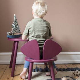Chaise enfant design en bois couleur bordeaux
